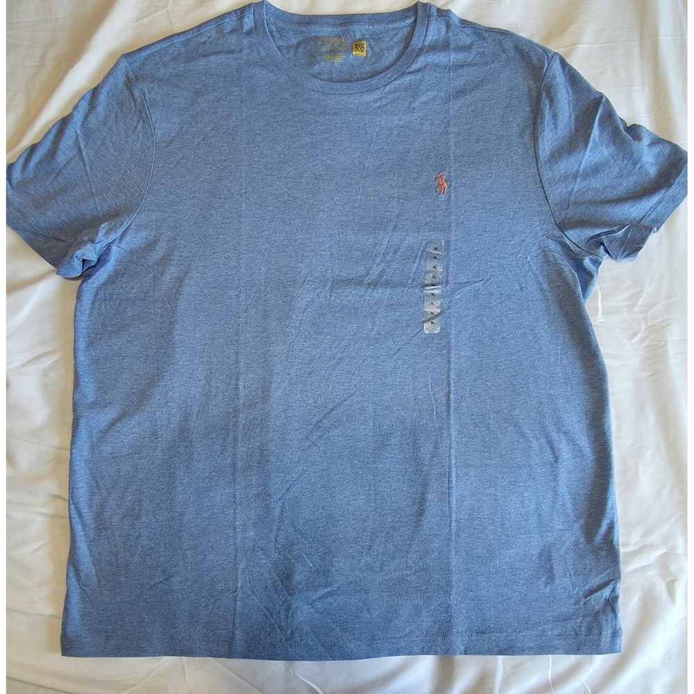 Polo Ralph Lauren Heather Blue w/ Pink Pony Crew T-Shirt Men's Size XL NWT